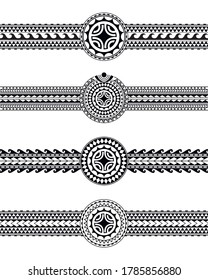 Set of maori polynesian tattoo border tribal sleeve pattern vector. Samoan bracelet tattoo design fore arm or foot. Armband tattoo tribal.