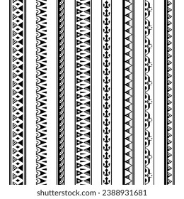 Set of maori polynesian tattoo bracelets border. Tribal sleeve seamless pattern vector. Samoan bracelet tattoo design fore arm or foot.