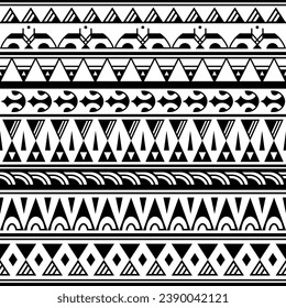 Set of maori polynesian tattoo bracelets border. Tribal sleeve seamless pattern vector. Samoan bracelet tattoo design fore arm or foot.