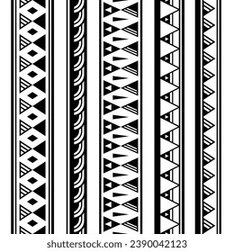 Set of maori polynesian tattoo bracelets border. Tribal sleeve seamless pattern vector. Samoan bracelet tattoo design fore arm or foot.