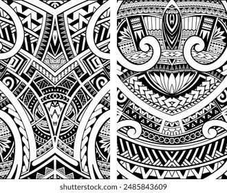 Set of Maori style ornaments. Ethnic themes can be used as body tattoo or ethnic backdrop