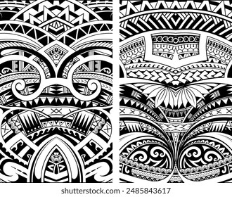 Set of Maori style ornaments. Ethnic themes can be used as body tattoo or ethnic backdrop