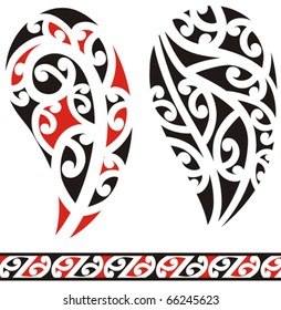 Set Of Maori Tribal Tattoo