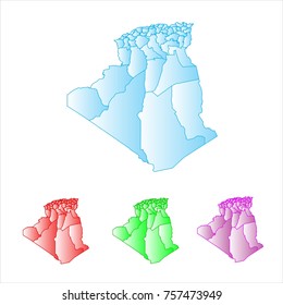 set map of algeria - abstract corlor red blue  geen and purple gradient style on white Background.vecter illustration eps 10.