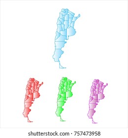 set map of argentina - abstract corlor red blue  geen and purple gradient style on white Background.vecter illustration eps 10.