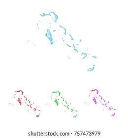 set map of bahamas - abstract corlor red blue  geen and purple gradient style on white Background.vecter illustration eps 10.