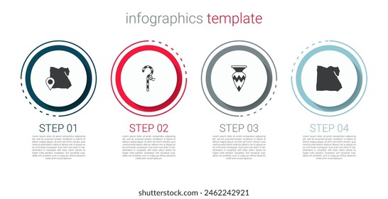 Set Map of Egypt, Crook, Egyptian vase and . Business infographic template. Vector