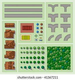 Set Of Map Elements. Vector