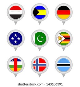 Set of Map flag icon, Vector