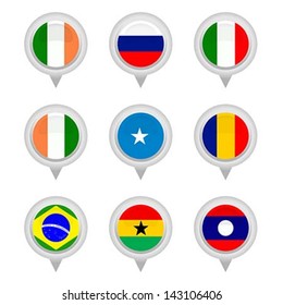 Set of Map flag icon, Vector
