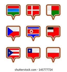 Set of Map flag icon, Vector