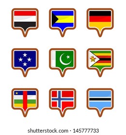 Set of Map flag icon, Vector