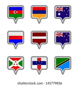 Set of Map flag icon, Vector