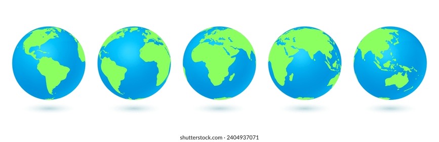 Set of map globes Earth world map icon design