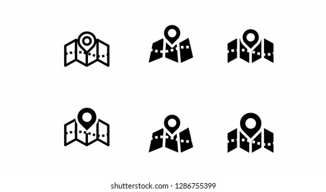 set of map icon, pin icon vector on white background - Vector