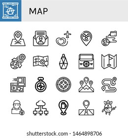 Set Of Map Icons Such As Berlin Wall, Placeholder, Contact Us, Travel, Global Network, World, Map, Parfume, Thermo Bag, Flag, Website, Compass, Location, Route, Pirate, Cloud Network , Map