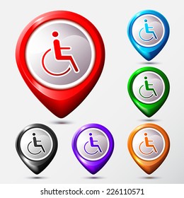 Set of Map Location disabled  icon sign.  Vector Illustration. 
