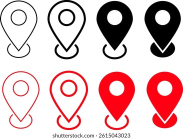 Set of map location icons. Pin location symbol. Modern map markers