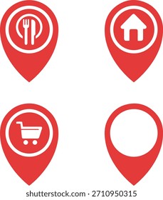 Conjunto de iconos de pin de ubicación de mapa para la navegación del App de viajes de negocios