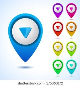 Set of map mark pointers 