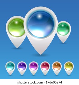 Set of map mark pointers