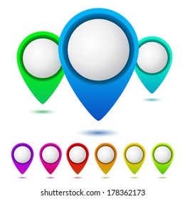 Set of map mark pointers. 