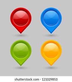 Set of map mark pointers isolated on grey background