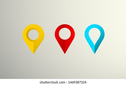 Set of map markers. Location pin set. Map marker. Vector illustration of pin icon.