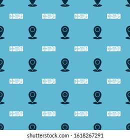 Set Map pin and Airline ticket on seamless pattern. Vector
