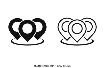 Set of map pin icon.  Location icon vector. Pointer sign. GPS location. Three map pin in one location. Illustration vector 