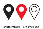 Set of Map pin icon. Place symbol. GPS pictogram, flat vector sign isolated on white background. Simple vector illustration for graphic and web design. Concept of cartography, navigate, geotagging