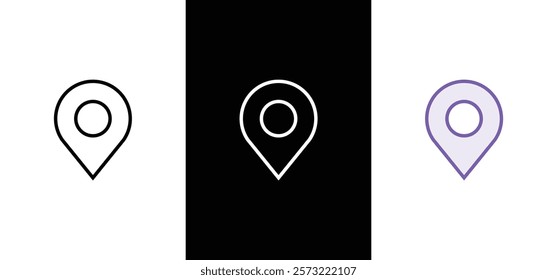 Set of Map pin icon. Place symbol. GPS pictogram, flat vector sign isolated on white background. Simple vector illustration for graphic and web design. Concept of cartography, navigate, geotagging