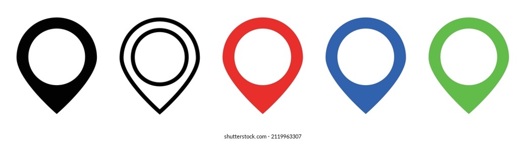 A set of map pin icons. Map location information. Vectors.