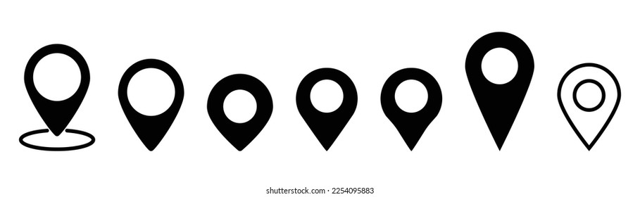 Set of  map pin icons.  map markers. location pin sign. Vector icon isolated on white background