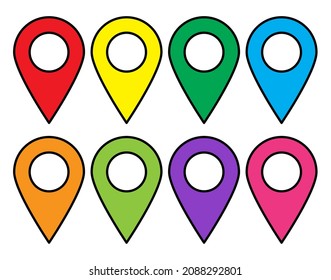 Set of map pin icons. Modern map markers. location pin sign. Vector icon isolated on white background