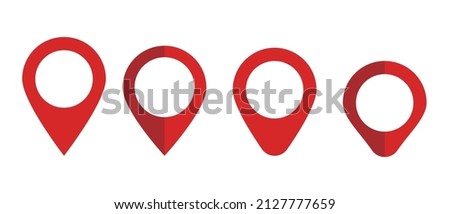 A set of map pin icons in various shapes. Location pointers. Editable vectors.