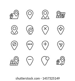 Set of map pin line icon design. Travel location vector illustration.
