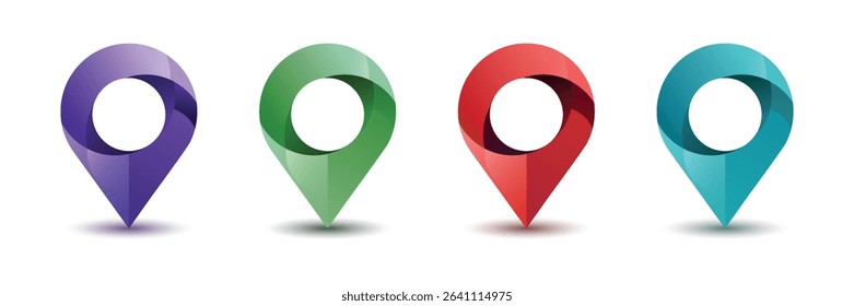 Set map pin. Location icon. GPS marker sign on white background.