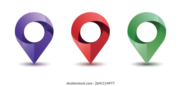 Set map pin. Location icon. GPS marker sign on white background.