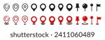 Set of map pin location icons. Modern map markers. Map pin place marker. Location icon. Map marker pointer icon set.