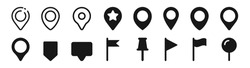 Set of map pin location icons. Modern map markers. Map marker pointer icon set. GPS location symbol collection. Flat style