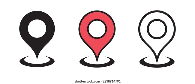 Set of map pin location icons. Modern map markers .Vector illustration on a white background