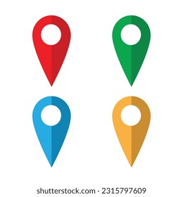 Set of map pin location icons. Modern map markers .Vector illustration on a white background.