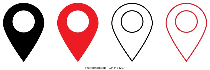 Set of map pin location icons. Map marker pointer icon collection. Design can use for web and mobile app. Vector illustration
