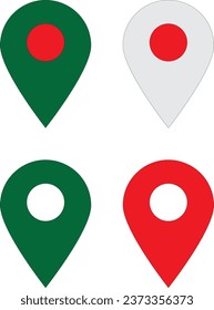 Conjunto de iconos de ubicación del pin de asignación. Marcadores de mapa modernos .Ilustración vectorial en un fondo blanco.