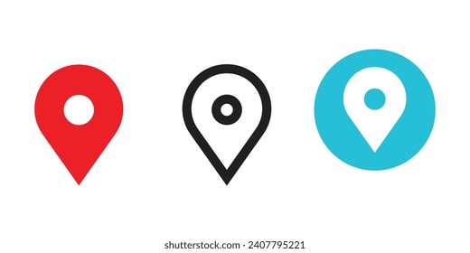 Conjunto de iconos de ubicación del pin de asignación. Marcadores de mapa modernos .Pintura de ilustración de vector