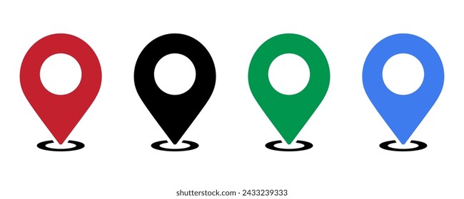 Set of map pin location icons vector. Map markers on white background