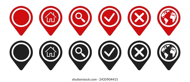 Set of map pin location icons. Map pin place marker. Location icon. GPS location symbol collection