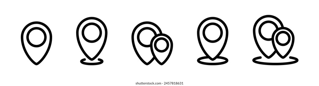 Set of map pin location icons. Modern map markers. Set of map pin icons. Map markers.  Location pin pointers.