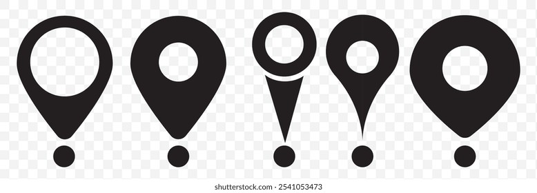 Set of map pin location icons. Modern map markers. Map pin place marker. Location icon. Map marker pointer icon set. EPS 10.